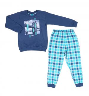 Пижама джемпер/брюки  Bridge, цвет: синий/бирюзовый Cornette
