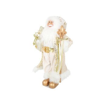 Дед Мороз в длинной золотой шубке с подарками и посохом 30 см Maxitoys