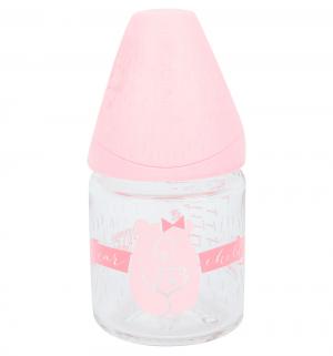 Бутылочка  Meaningful Life Мишка стекло с рождения, 120 мл, цвет: розовый Suavinex