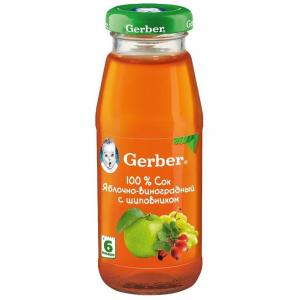 Сок  яблоко-виноград с шиповником, 175 мл Gerber