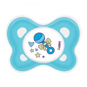 Пустышка  Кнопочка силикон, с рождения, цвет: голубой Lubby