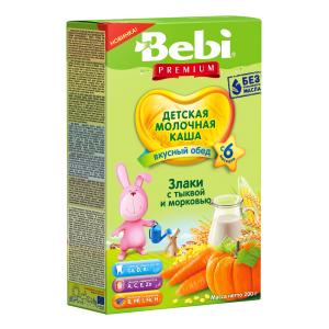 Каша  молочная злаки с тыквой и морковью Premium 6 месяцев 200 г 1 шт Bebi