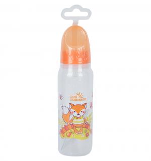 Бутылочка  с силиконовой соской полипропилен рождения, 250 мл, цвет: оранжевый Мир Детства