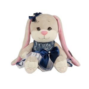 Мягкая игрушка  Зайка в Сине-Белом Платье с Бантом 25 см Jack&Lin
