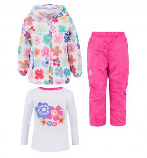 Комплект куртка/брюки/джемпер , цвет: белый/розовый Bony Kids