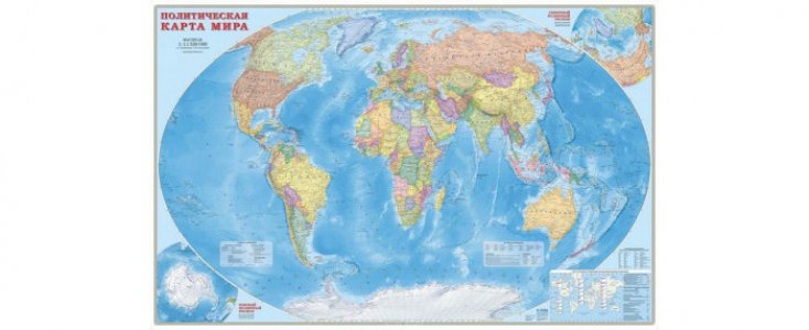 Карта настенная Мир политический 230х150 см Геодом