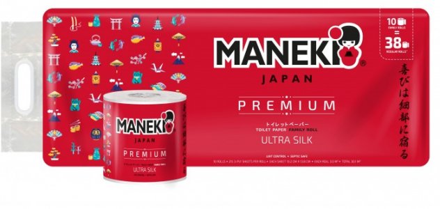 Бумага туалетная Red гладкая без аромата 3 слоя 10 рулонов Maneki