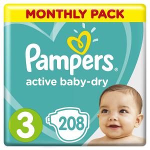 Подгузники  Active Baby-Dry Размер 3 (Midi) (6-10 кг) 208 шт. Pampers
