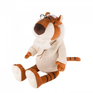 Мягкая игрушка  Luxury Тигр Степаныч в вязаном свитере и очках 20 см Maxitoys