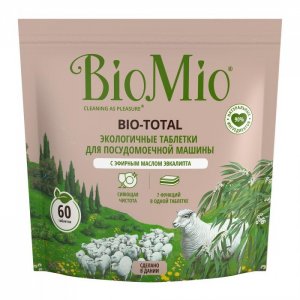 Таблетки для посудомоечных машин 7 в 1 с эфирным маслом эвкалипта 60 шт. BioMio