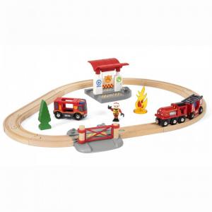 Игровой набор Железная дорога Пожарная станция (свет, звук) 18 предметов Brio