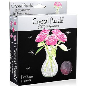 3D головоломка Букет в вазе розовый Crystal Puzzle
