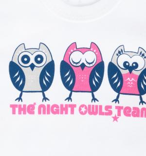 Боди  Owl, цвет: белый/розовый Mamatti