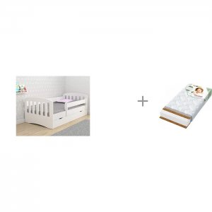 Подростковая кровать  с бортиком Классика 160х80 и Матрас BoomBaby NewBaby Maxi Sleep Столики Детям