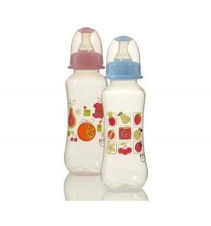 Бутылочка  для кормления пластик с рождения, 240 мл, цвет: розовый Ням-Ням