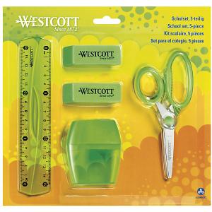 Канцелярский набор Westcott 5 предметов, зеленый. Цвет: разноцветный