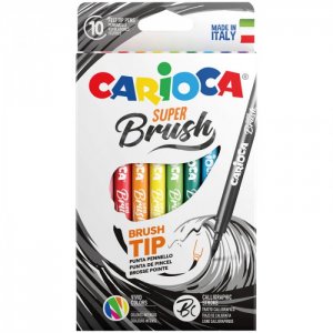 Фломастеры  с кистевым пишущим узлом Super Brush 10 цветов Carioca