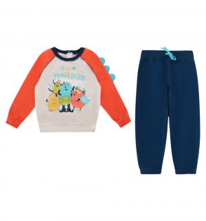 Комплект джемпер/брюки  Монстры, цвет: оранжевый/синий Cherubino