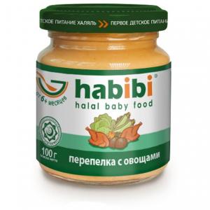 Пюре  перепелка с овощами 6 месяцев, 100 г Habibi