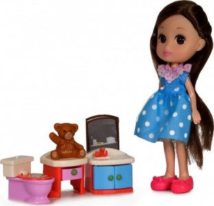 Кукла Катенька 16.5 см с набором мебели Ванная комната Yako