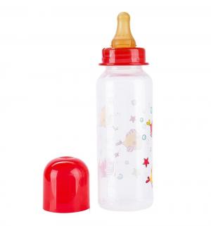 Бутылочка  с латексной соской полипропилен рождения, 250 мл, цвет: розовый Курносики
