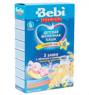 Каша  молочная 3 злака с яблоком и ромашкой 6 месяцев 200 г Bebi