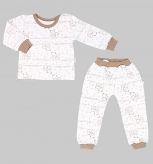 Пижама джемпер/брюки , цвет: белый/коричневый Mamatti