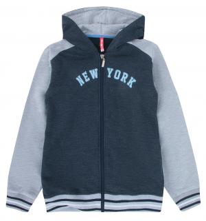 Толстовка  New York, цвет: серый/синий Kiki Kids