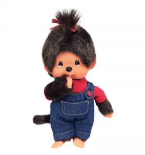 Мягкая игрушка  Девочка в комбинезоне и красной футболке 20 см Monchhichi