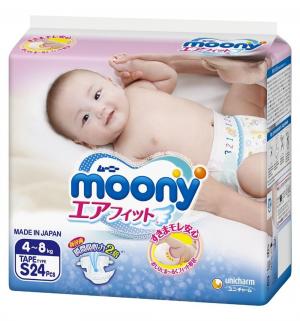 Подгузники  р. S (4-8 кг) 24 шт. Moony