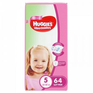 Подгузники Ultra Comfort Giga Pack для девочек 5 (12-22 кг) 64 шт. Huggies
