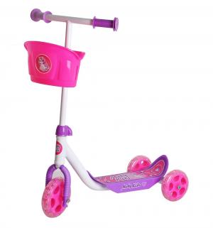 Самокат  Кроха с корзиной, цвет: розовый Moby Kids