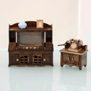 Классические коричневые телевизор и телефон Sylvanian Families