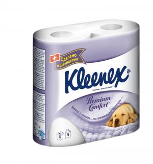 Туалетная бумага Kleenex 4-х слойная Премиум Комофрт, 4 шт