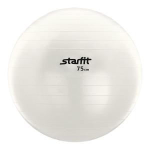 Мяч гимнастический  GB-102 75 см с насосом, цвет:белый Starfit